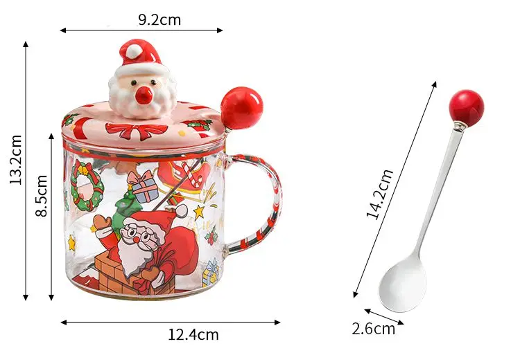 christmas high borosilicate glass mugs tableware drinking tea glass mug handle heat resistance glass coffee mug