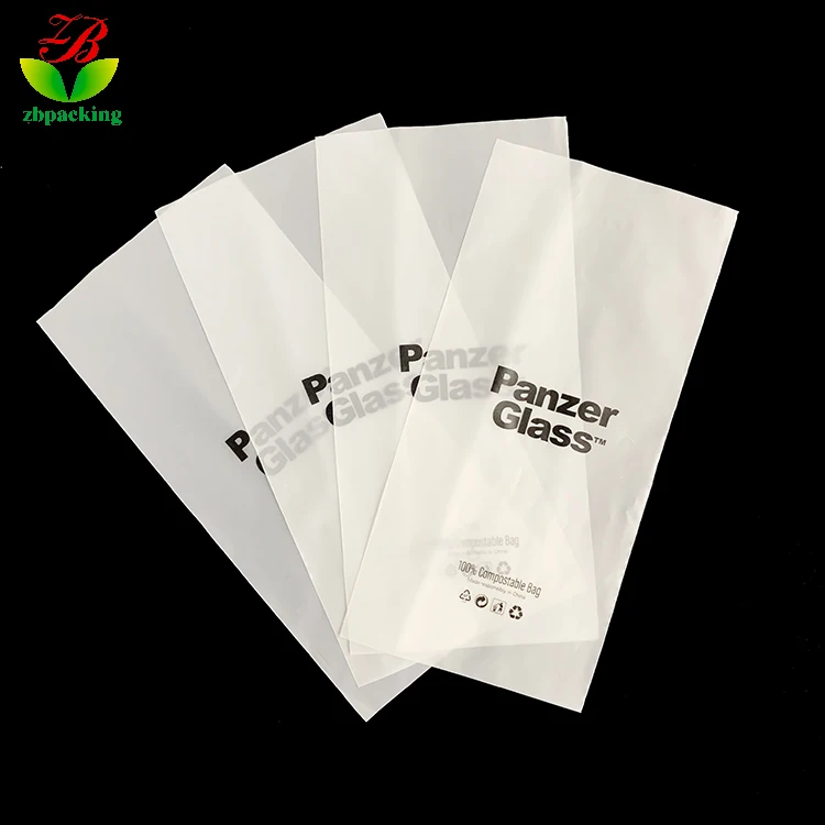 Custom-printed heat-sealable PLA+PBAT compostable biodegradable plastic frosted flat bag for clothing  electronics industries