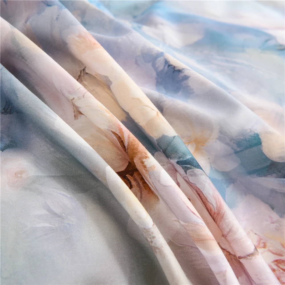 3D Quilt Cover Set Cotton Bed Sheets Printed Duvet Cover Floral Design Digital Printing Bedding Sets