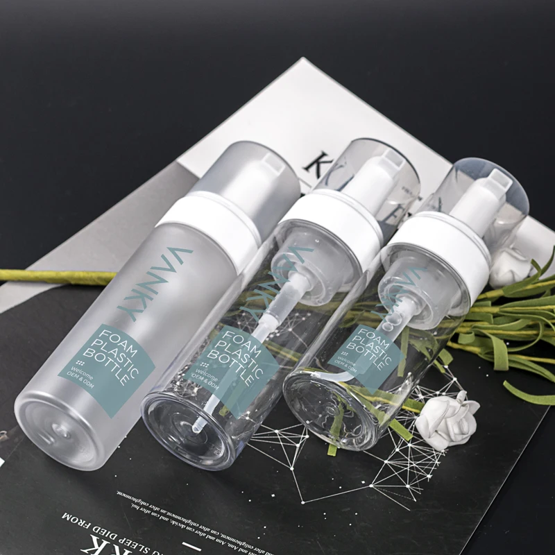 Custom 30ml 50ml 60ml 100ml 150ml 200ml Plastic Foaming Soap Pump Bottle Facial Cleanser Mousse Foam Bottle With Pump