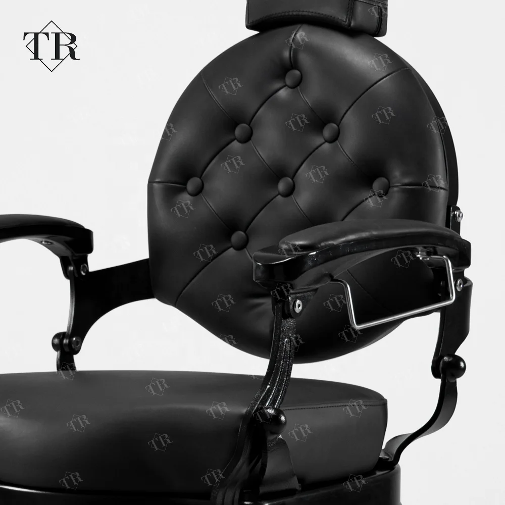 Turri European Style Black High Class Professional Hair Cut Barber Hairdressing Styling Chair Vintage Barber Chair for Men Metal