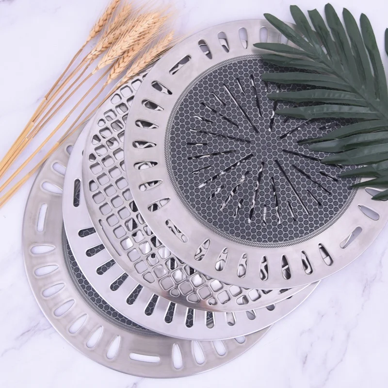 hot sale cheap 295mm round korea bbq heat plate pan stainless steel cooking grates grill stainless steel pan