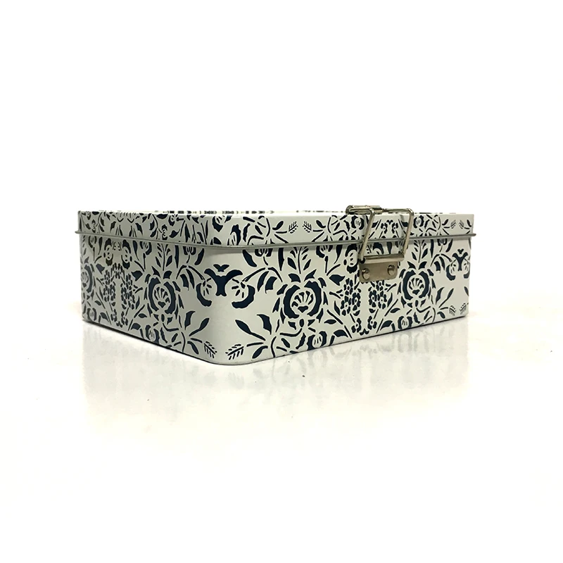 Rectangular Tinplate Buckle Custom Iron Box Packaging Large Gift Box Big Metal Case Storage Jewelry Tin Box With Lock