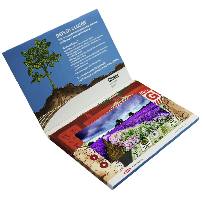 ЖК-видео визитная карточка брошюра пользовательский ЖК-экран электрическая коробка реклама для компании