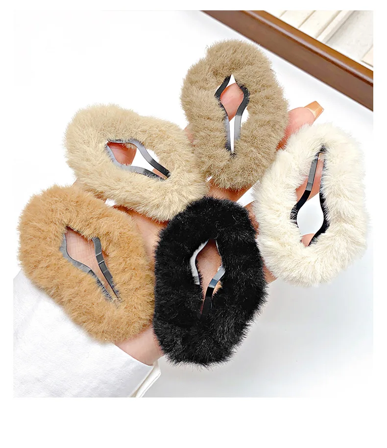 Newest Autumn Winter Hairpins Cute Plush Simple Hairpin Star Cloud  Shape Bb Clip