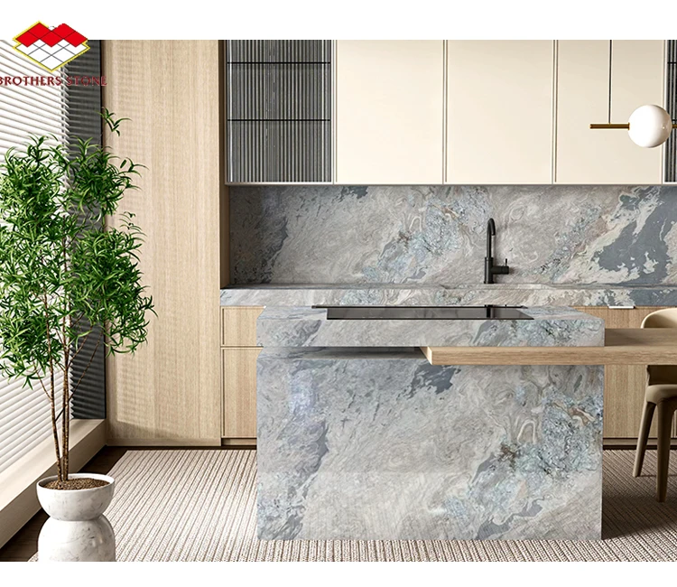 Luxury Fantasy Gold Sand Marble Italy Blue Gold Sand Marble Slab Natural Blue Marble Stone for Bathroom Vanity Wall Cladding