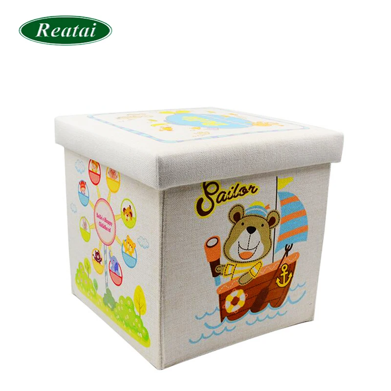 Reatai furniture manufacturer printed velvet Fabric Ottoman storage box