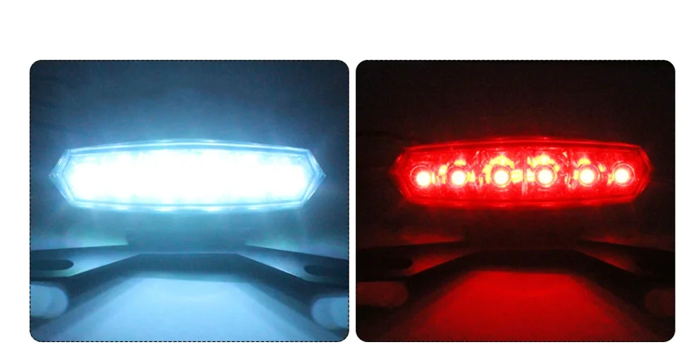 12V 6 LED Motorcycle Rear Tail Light Rear Lights Brake Stop Light Racer Dual Color Lamp Motorbike Accessories Bracket Mount
