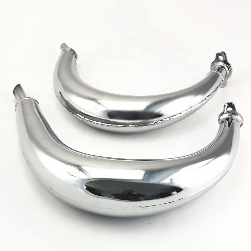 Chrome Big displacement Banana Bicycle exhaust muffler for Motorized Bike 2 stroke gas engine kit 80cc 100cc