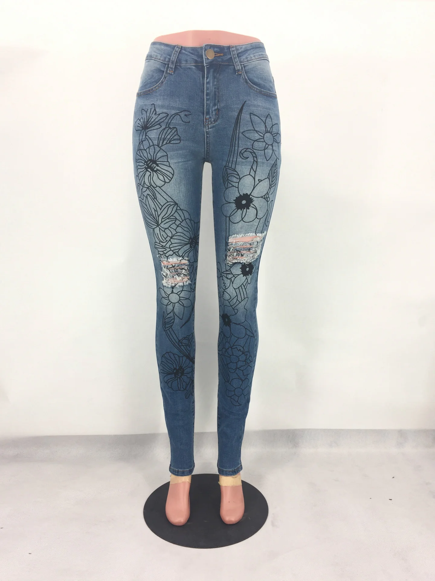 Модные женские рваные джинсы в уличном стиле, женские джинсы с завышенной талией, джинсы скинни, Стрейчевые джинсы