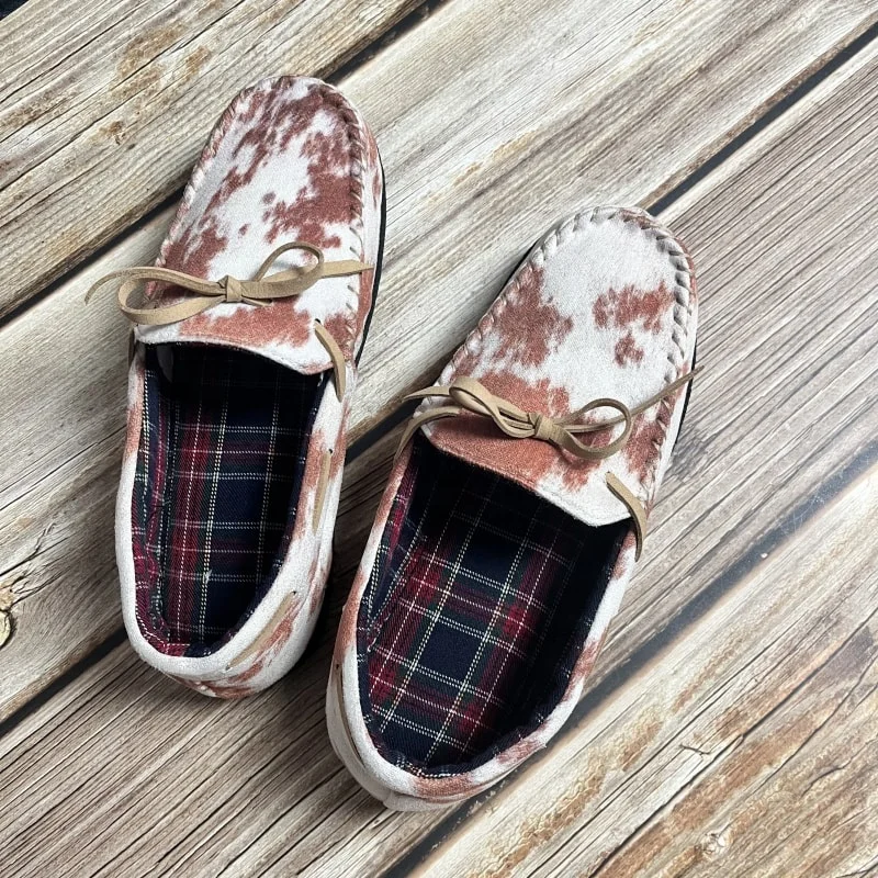 Wholesale Western Style Cattle Print Aztec Western World Spring and Autumn Moccasins Support Customization