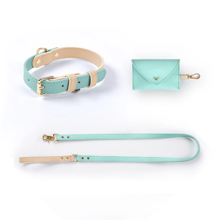 Dropshipping & Wholesale Pet Supply Designers Personalized Luxury Braided Real Cow Wide Vegan Leather Dog Collar and Leash Set