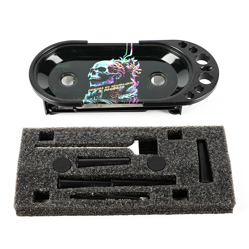 UKETA OEM tin rolling tray set foldable stand metal rolling tray set with kingsize filling accessories
