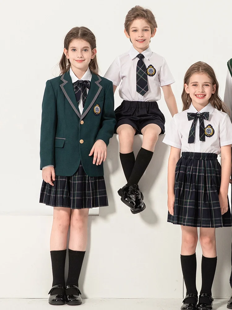 High Quality Kids  Fashion Clothing Beautiful Primary School Uniform Design Blazer and Pants Set 2023