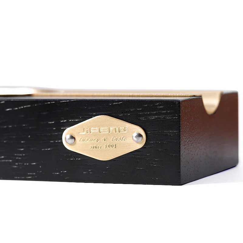 JF-072 copper metal and merbau wood small custom black gold cigar ashtray for personal single slot