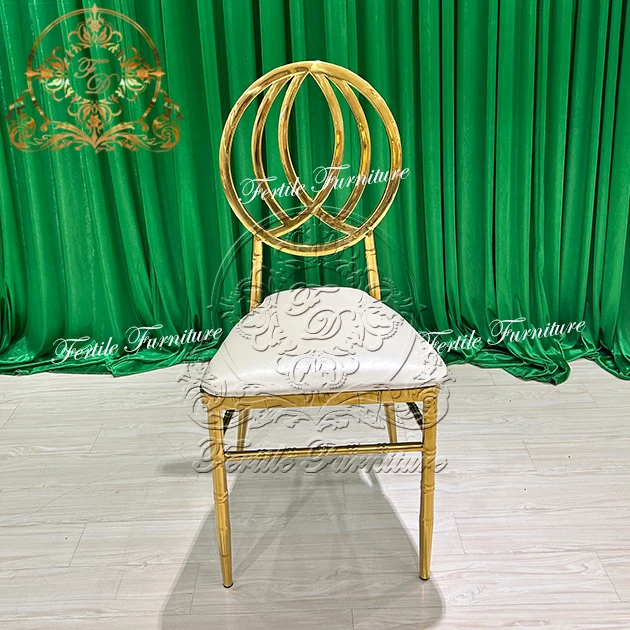 Modern Design Wedding Dining Hotel Banquet Gold Leg Stainless Steel White Leather Pad Gold Chairs for Event