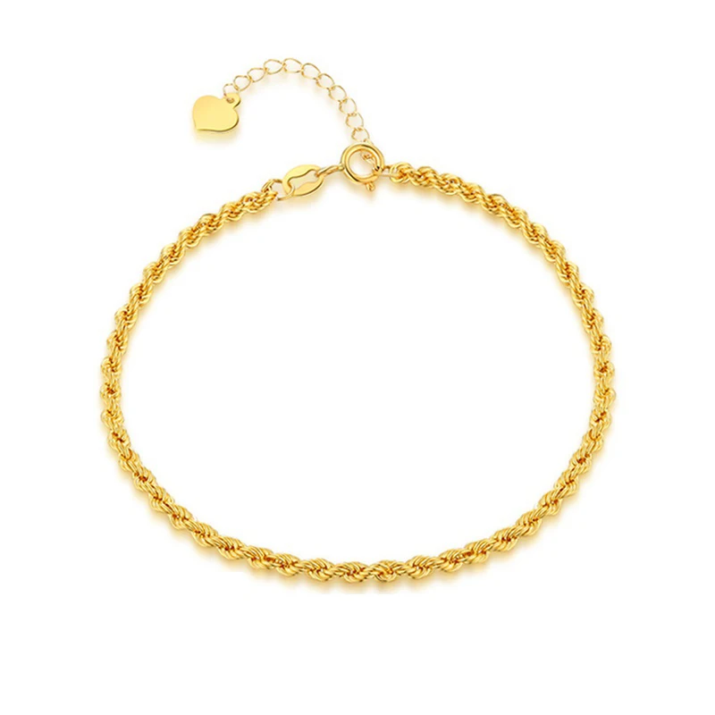 18K Gold Hemp Rope Bracelet Real Gold AU750 Pure Gold Twist Rope Bracelet