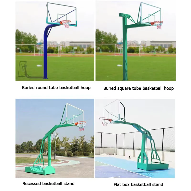 Hot Selling Professional Outdoor Standard Adjustable Glass Board Basketball Hoop