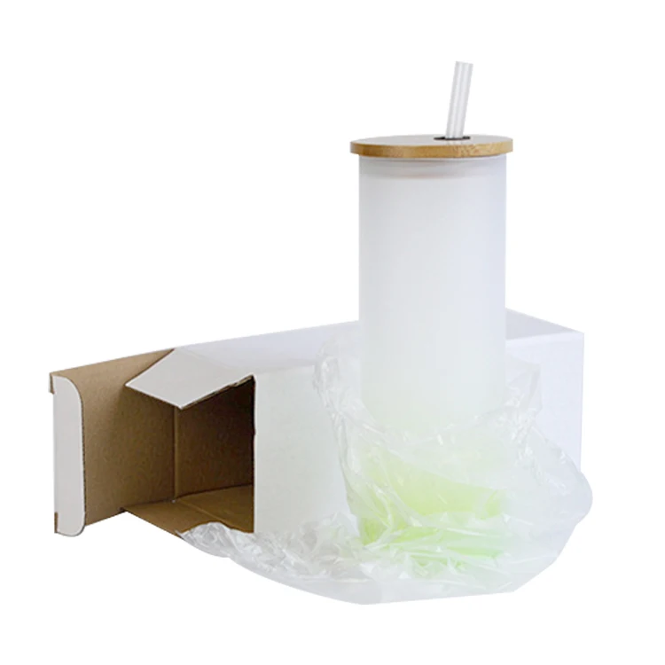 NEW STYLE 25oz  sublimation blank Color Glass Tea Cup Frosted Gradient Drinking Water Glass Tumbler Mug with bamboo lid