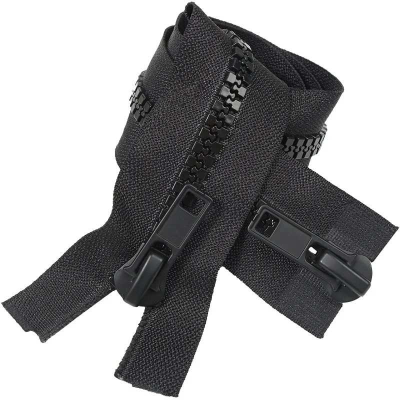 Wholesale factory No.3 # 5 # 8 # black resin zipper double open-end plastic zipper down jacket bag zipper