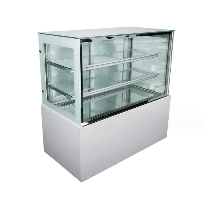 Transparent Curved Glass Cake Showcase Fridge Bakery Pastry Cake Stand Up Display Refrigerator