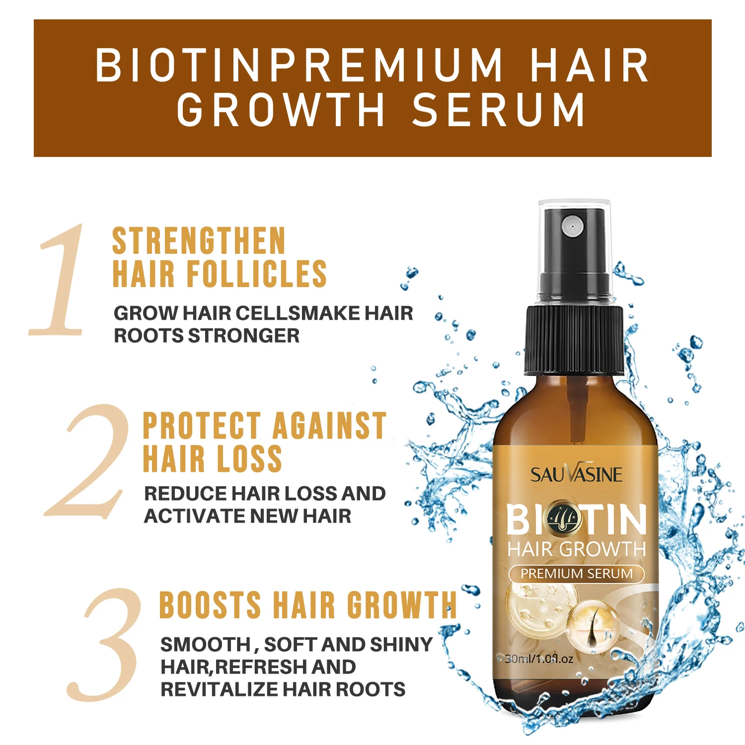 OEM Biotin Hair Growth Serum Hair Tonic Care Serum Grow Healthy Strong Hair Suitable for Men and Women