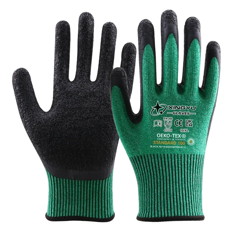 XINGYU Wholesales CE Certified Hand Job Construction Work Colored cotton rubber glove cheap working latex gloves