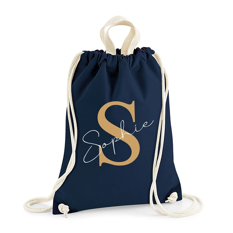 Custom Logo Drawstring Christmas Backpack Canvas Cotton Gift Bag