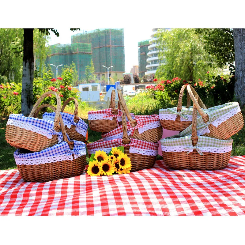 Хит продаж хлеб фрукты еда закуска завтрак Плетеный вручную плетеный поднос из ротанга круглая корзина для хранения пикника