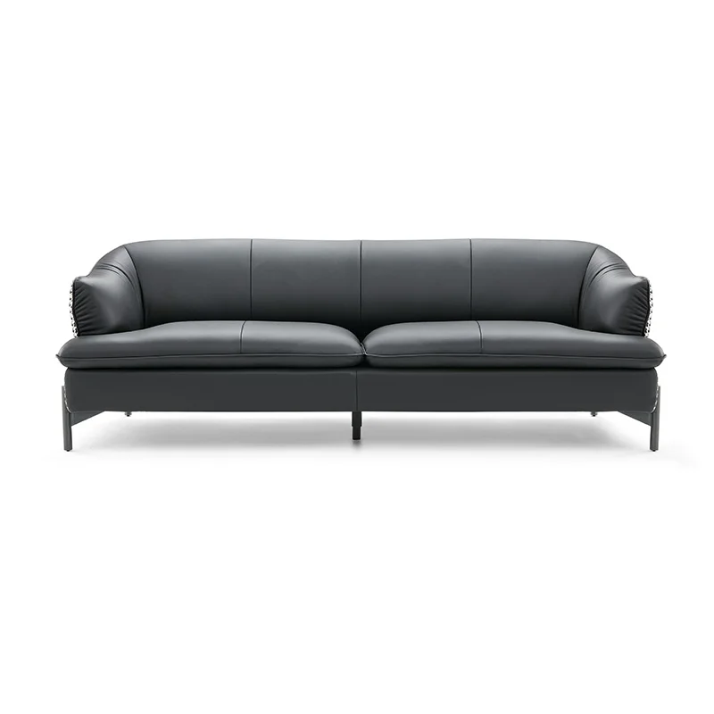 Fashionable Elegant couches striped fabric black leather sofa color matching sofa set stable load-bearing Couch
