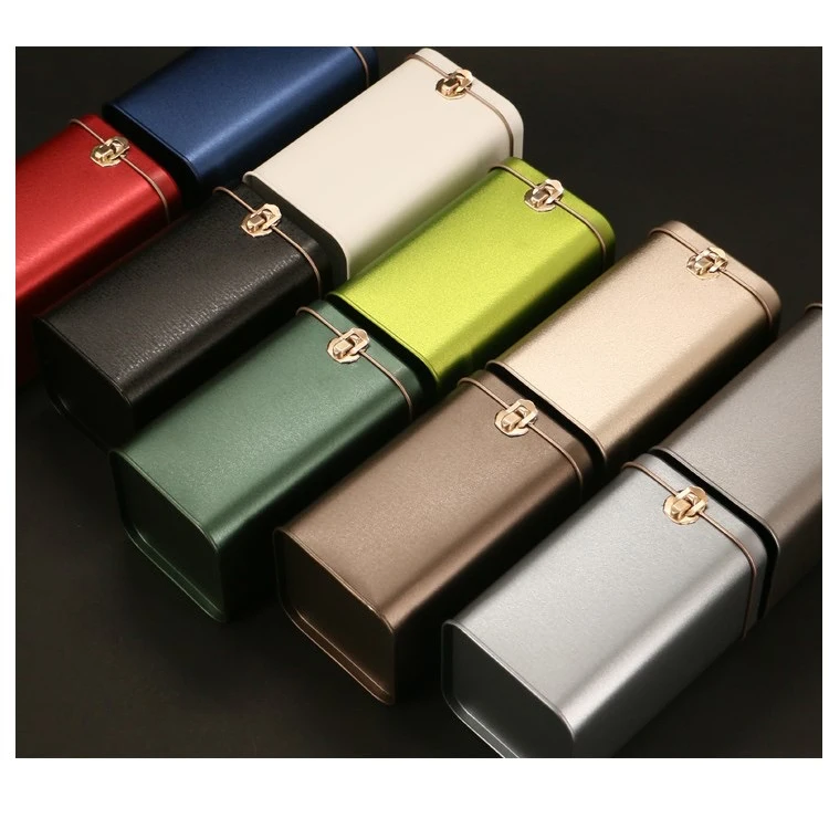 Luxury Empty Square Locked Tea Packaging Metal Box Creative Rectangle Tins