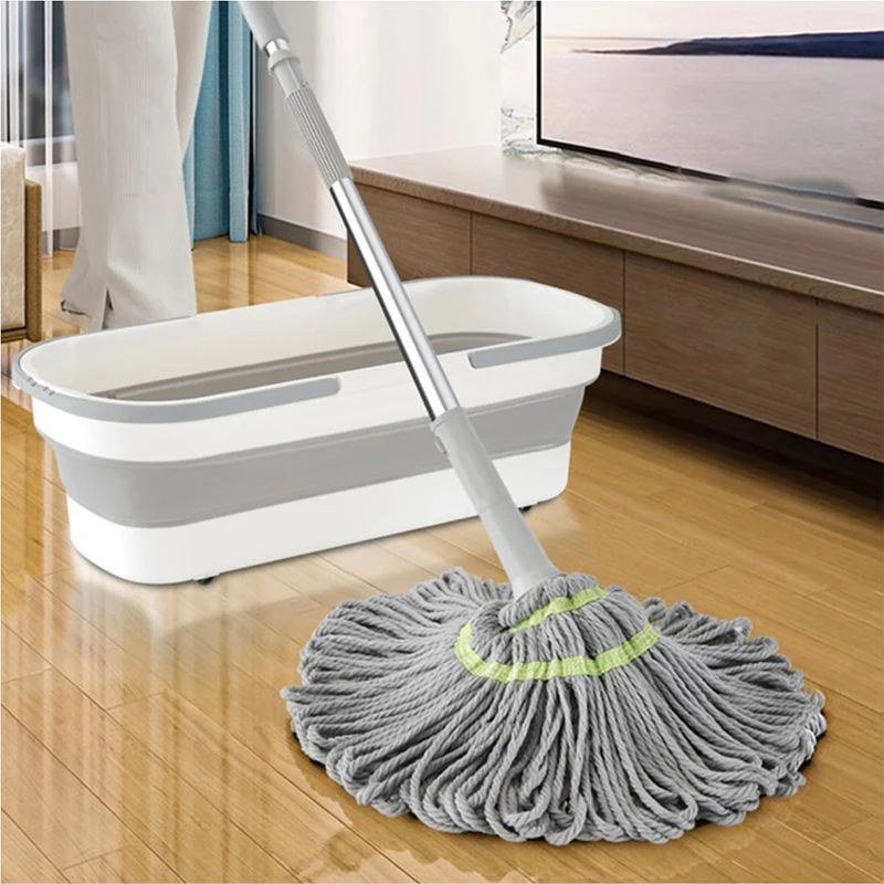 Household Rotatable Microfiber Cotton Mop Long Handle Self-Twisting Washable Water Dust Mop