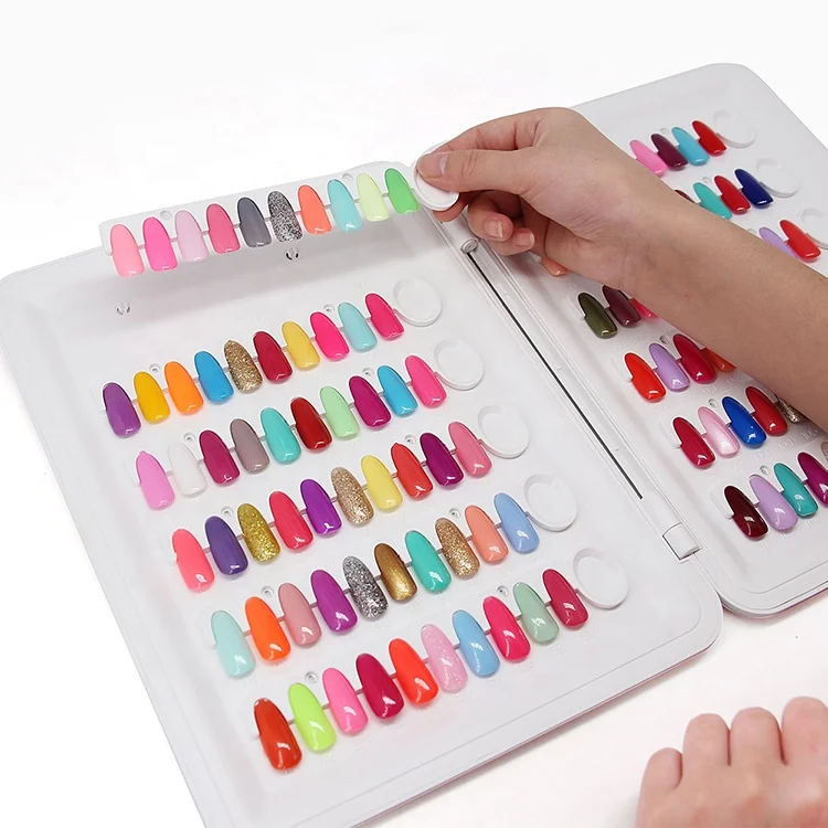 Nail Color Chart Display Gel Polish Sample Book With 144 Pcs Tips Salon Tools 120 Colors White