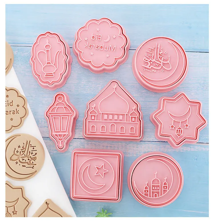 Superwin New 2022 Biscuit Mould Diy 3D Baking Tools Plastic Ramadan Cookie Cutter Eid Mubarak Cake Mold For Islamic Muslim