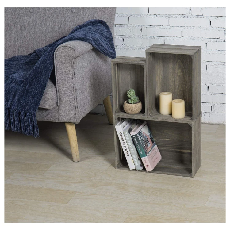 
Wholesale antique brown wooden storage decoration box with handle wooden crate crates 