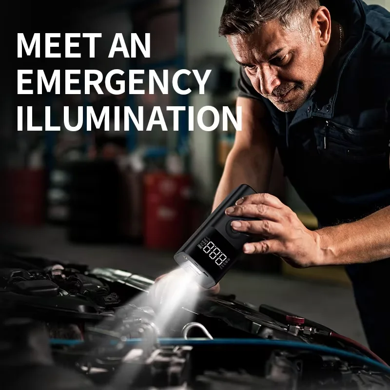 Emergency Automatic Jump Starter 12V  Portable Car Booster Start 25 times Power Bank Dead Battery Jumper with Air Compressor