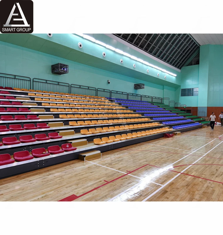 Retractable grandstand indoor basketball court bleachers spectator stand metal structure telescopic bleachers