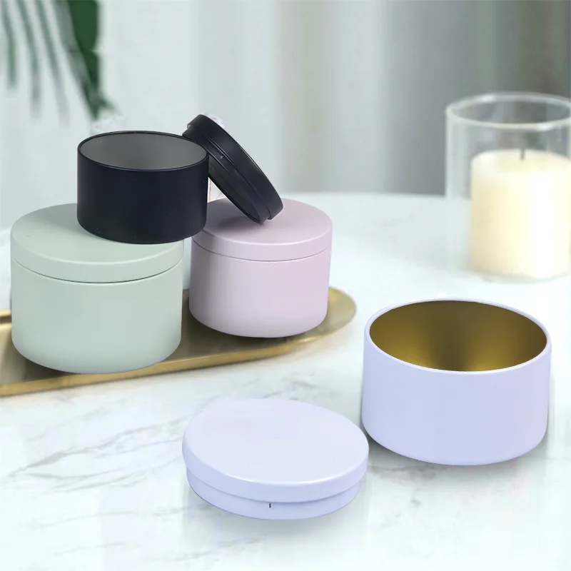 Factory Metal Tins Box For 16 Oz Candle 8Oz Black Candle Tins Can Custom Paint Tin Can For 4 Oz Candles Packaging Tinplate Case