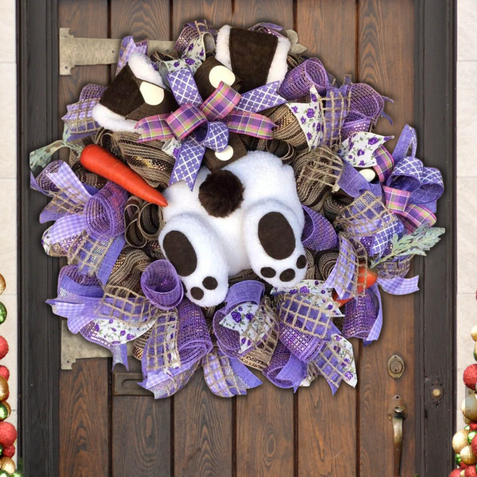 Wholesale Creative Artificial Flower Eggs Bunny Ornaments Room Door Garland Deco Door Hanging Decoration Easter Door Wreath 345g