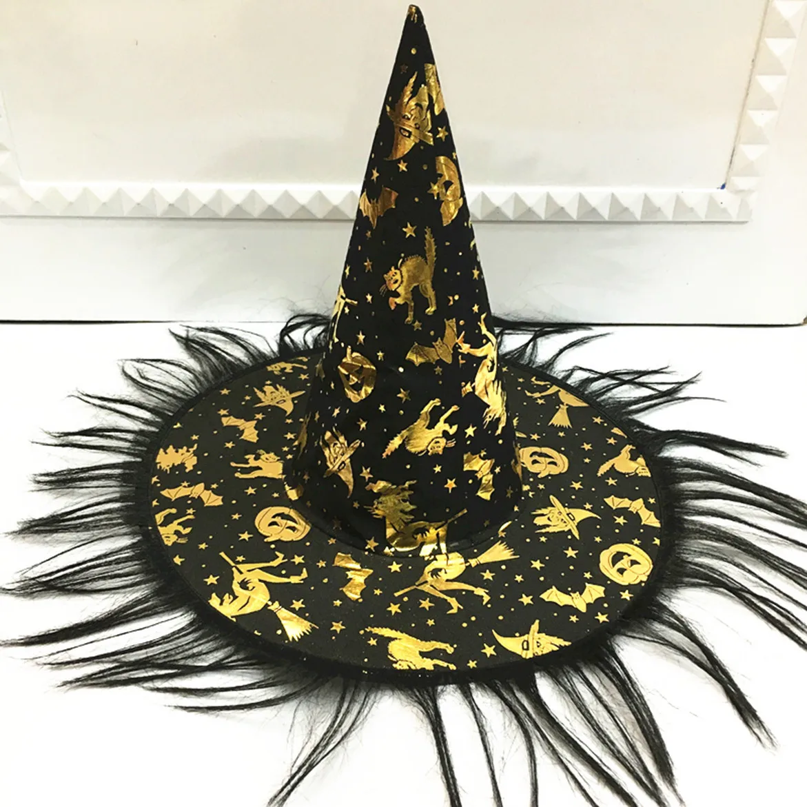 Halloween Costume Party Masquerade Dress Up Wizard Hat Witch Pumpkin Bronzing Hat