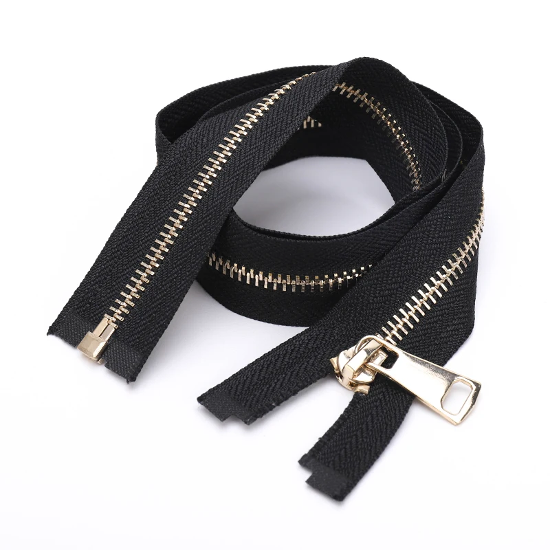 4# Brass Metal Zipper Alloy Chain Open Front Flap For Casual Pants Shoes Garments
