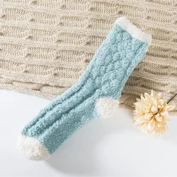 In Stock Winter Warm Soft Comfortable Cute Colorful Microfiber Floor Slipper Socks Women Fuzzy Fluffy Socks
