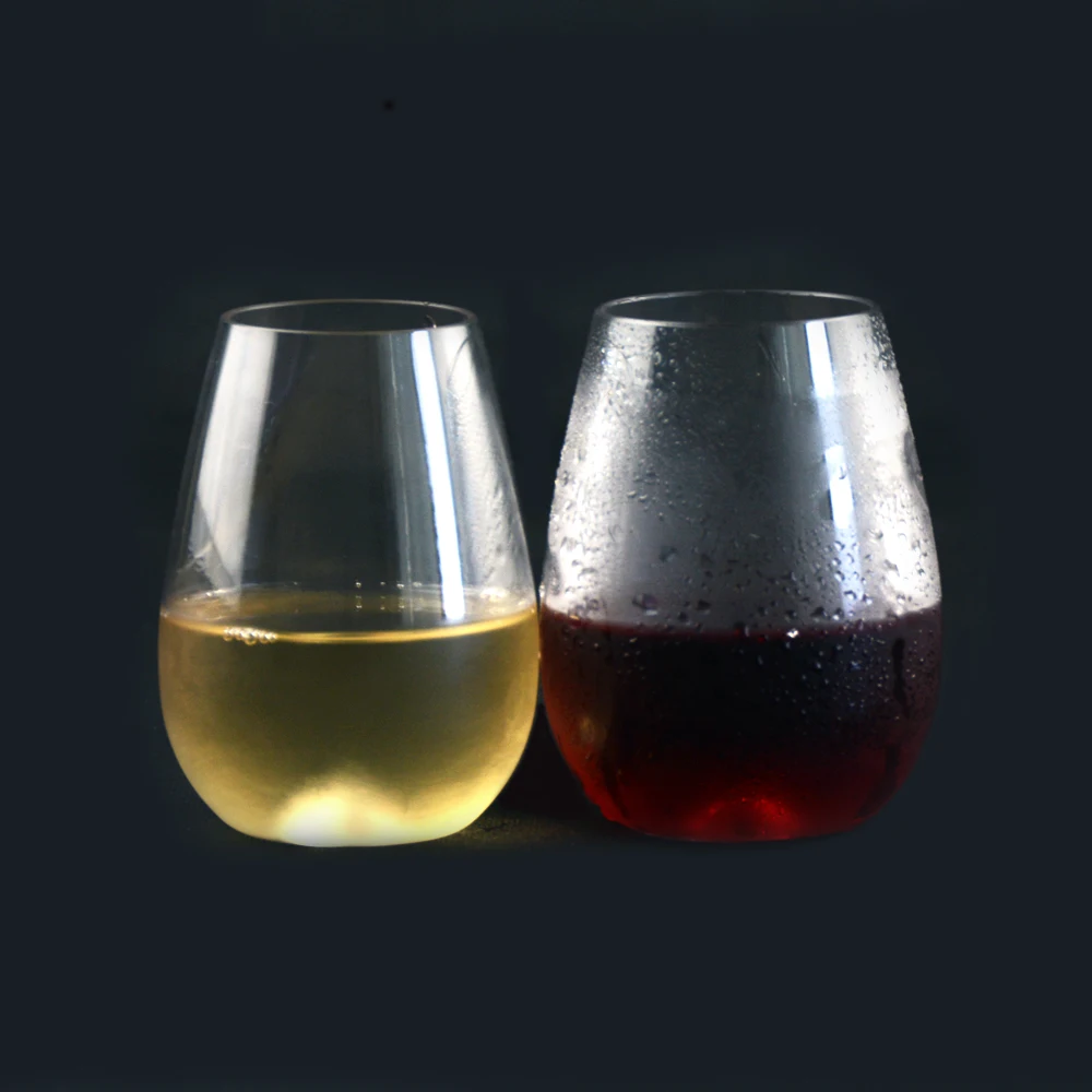 
High Quality 10oz plastic wine glasse Stemless Wine Glass New Style Unbreakable drinkingware for party 