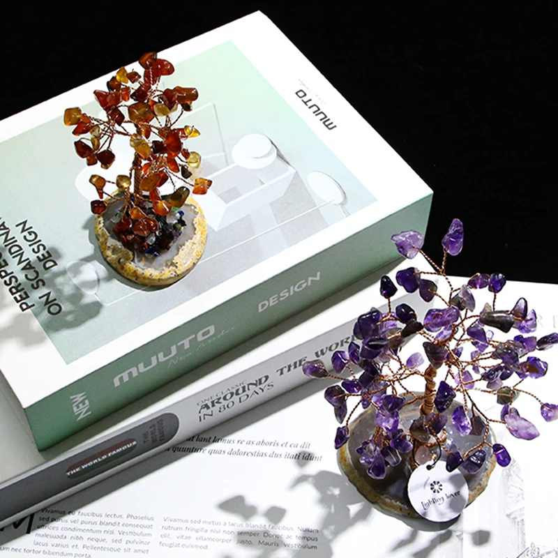 luxury jewelry decorative natural wealth quartz gemstone crystal fortune tree