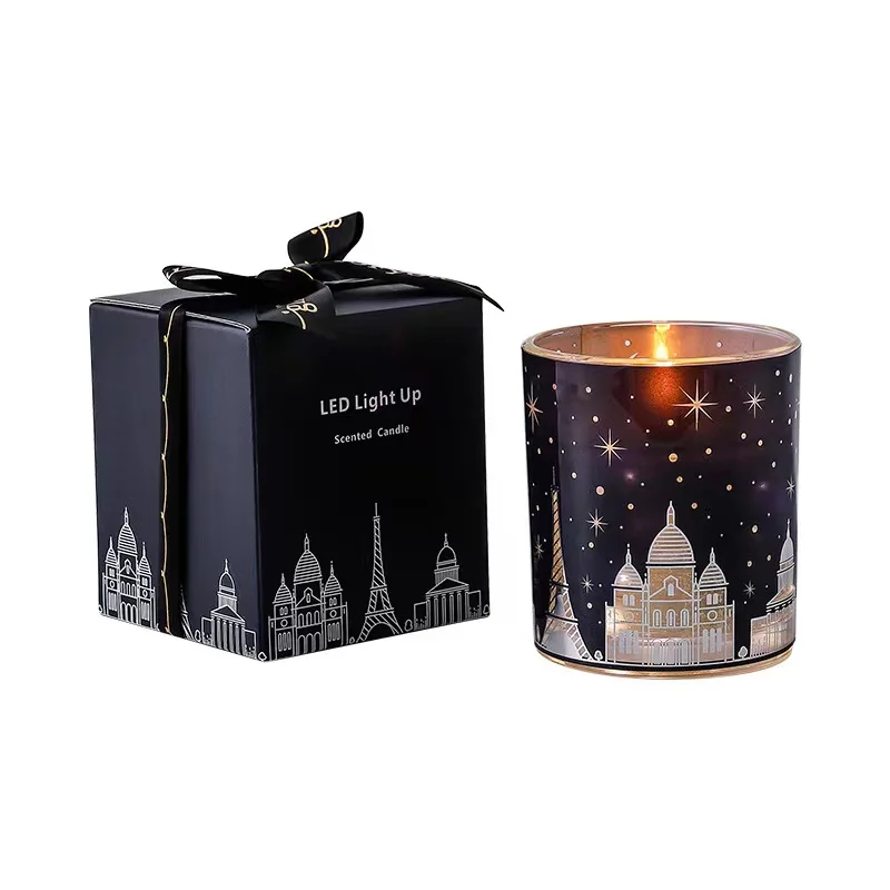 Hot-selling Christmas Day romantic scented candle LED light scented luxury candle lamp soy wax