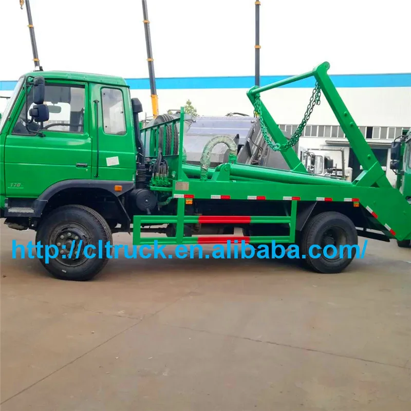 Dongfeng cheap price 8cbm 10cbm skip loader waste hydraulic arm garbage truck
