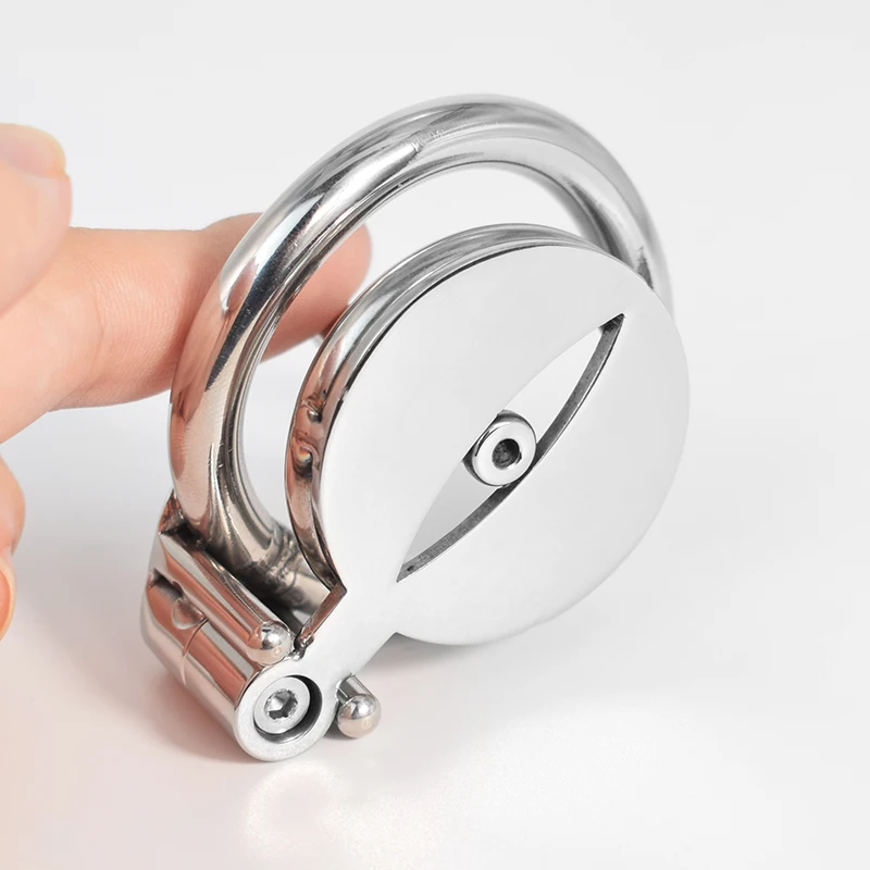 FRRK simple penis cage male chastity device flat metal chastity cage plate penis lock sex toys for men
