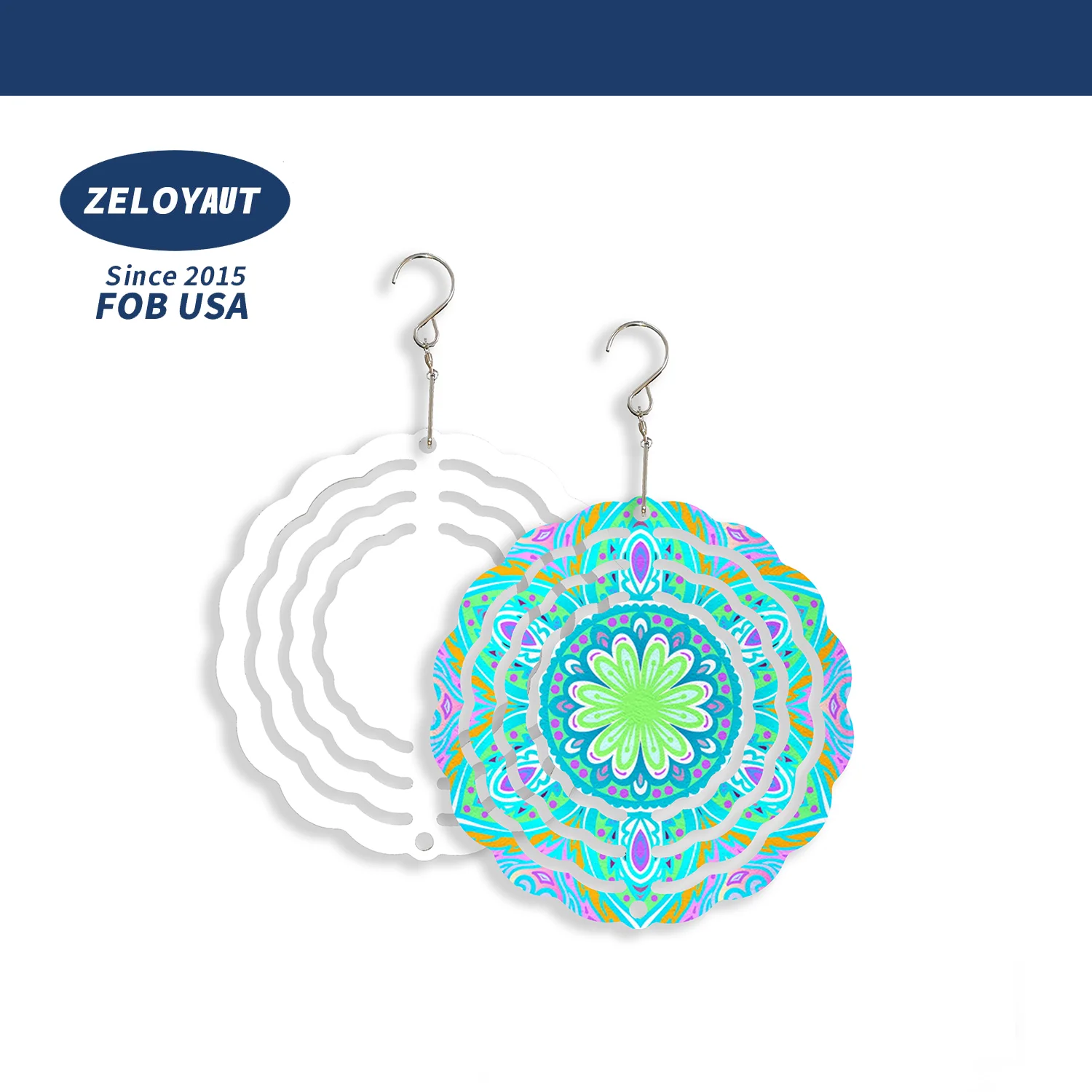 ZELOYUAT FOB USA Wholesales 3 inch 3d Stainless metal Sublimation Blanks Wind Spinner Custom Sublimation blanks for decoration