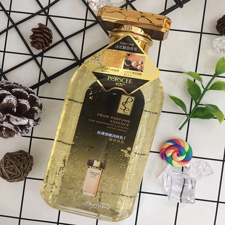 
PORSCEE Hot Selling French Orange Bath Gel Moisturizing Perfume Body Wash Gold Shower Gel 