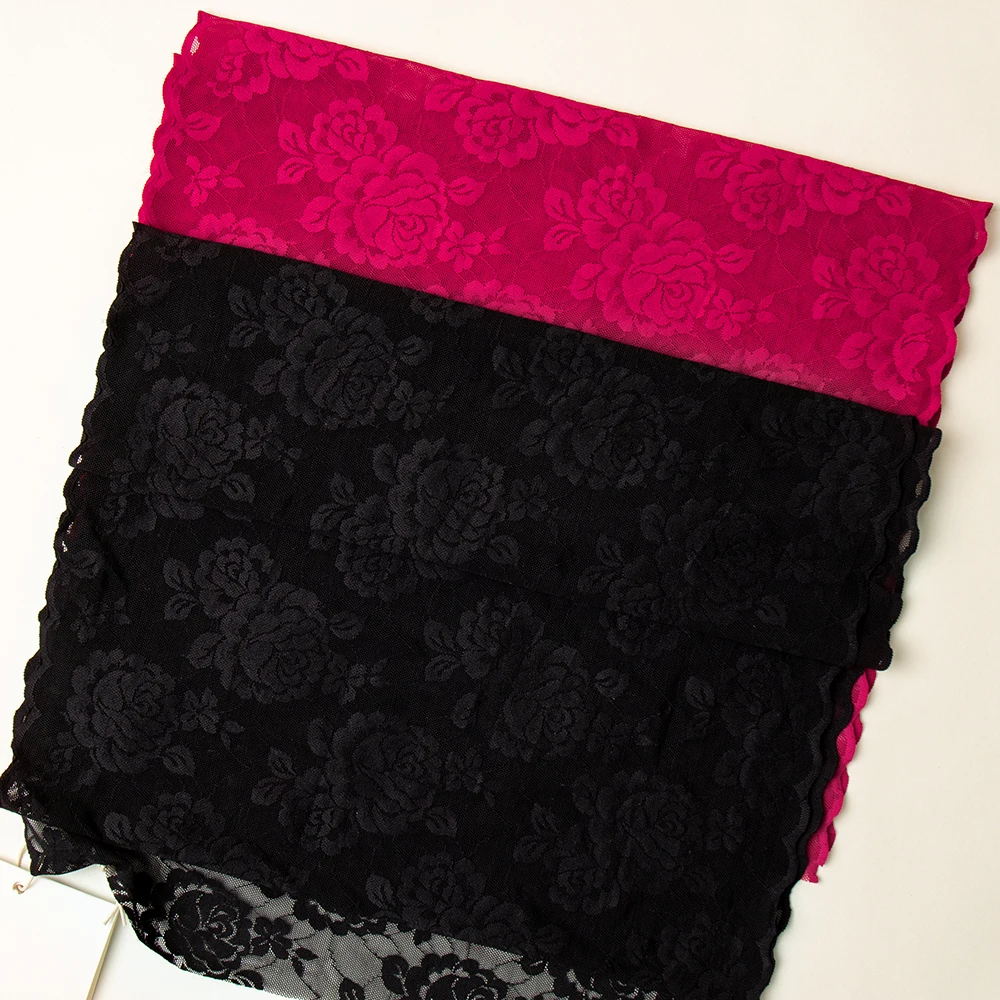 Big Size Durable Spandex Rose Jacquard Wave Mesh Elastic Stretch Lace Trim for Sexy Underwear Lingerie
